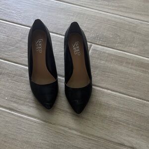 Franco Sarto Black Pointed-Toe Leather Pumps